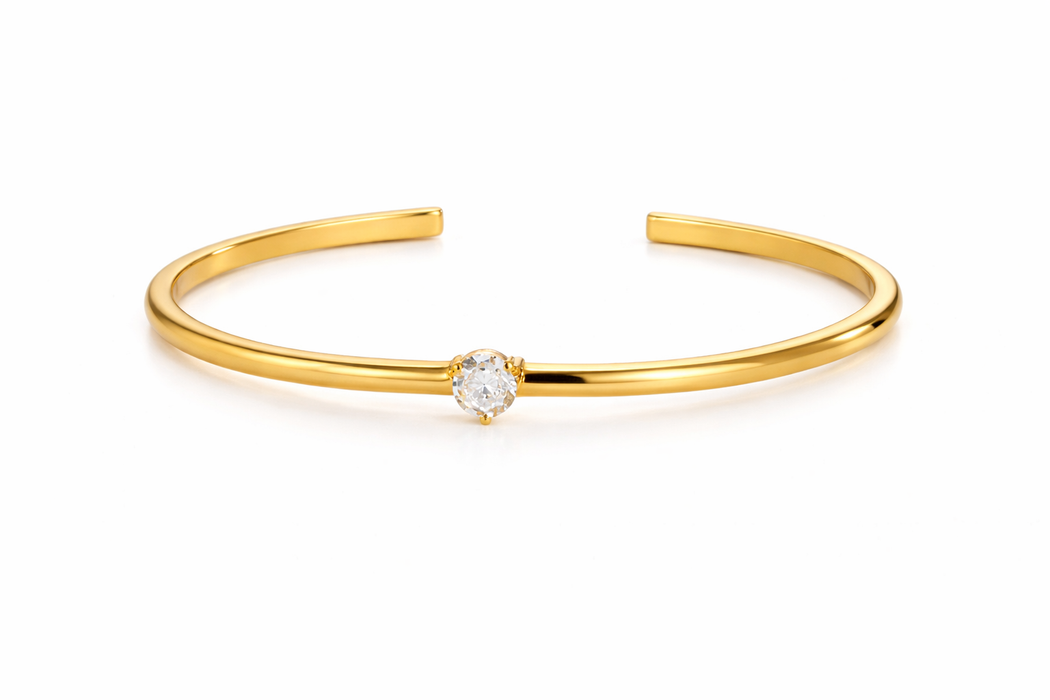 La Bél Round Crystal Cuff Bracelet